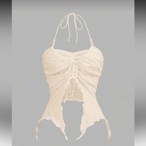 Ivory Halter Top with Chic Ties